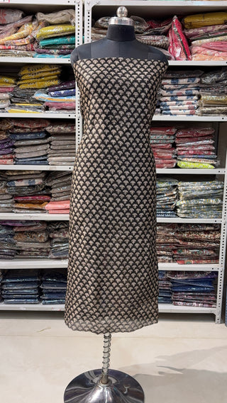 Handblock Chanderi Suit Material with Chanderi Dupatta & Chanderi bottom (Lining Included 5m))