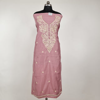 Pink color Party Wear Suit with embroidery and organic organza dupatta