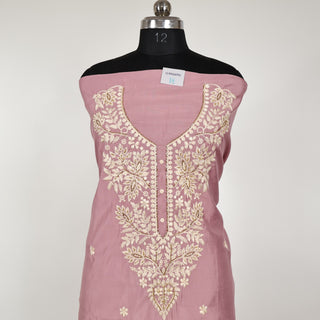 Pink color Party Wear Suit with embroidery and organic organza dupatta