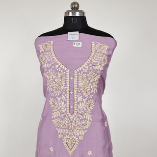 Mauve color Party Wear Suit with embroidery and organic organza dupatta