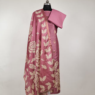 Pink Chanderi Office Wear Designer Suit fabric with silk dupatta