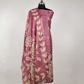 Pink Chanderi Office Wear Designer Suit fabric with silk dupatta