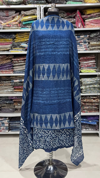 Handblock Cotton Suit Material with Cotton Dupatta