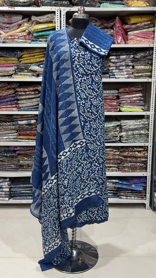 Handblock Cotton Suit Material with Cotton Dupatta