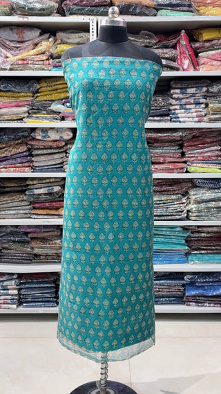 Hand block kota doria suit set for office wear (with Lining included)