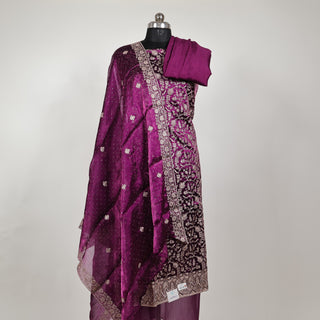 Magenta Color Crushed Shimmer Party Wear Designer Suit fabric with dupatta