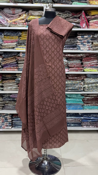 Handblock Cotton Suit Material with Cotton Dupatta