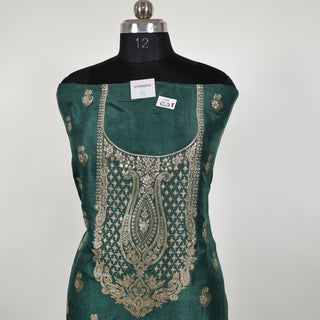 Green Modal Silk Party Wear suit with neck embroidery