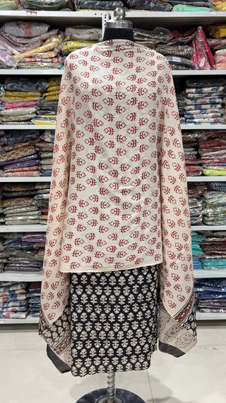 Handblock Cotton Suit Material with Cotton Dupatta