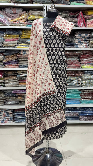 Handblock Cotton Suit Material with Cotton Dupatta