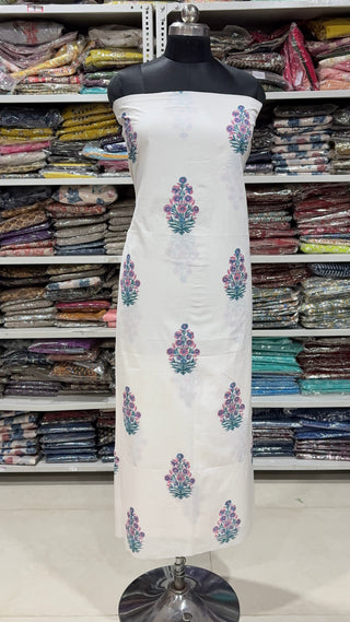 Handblock Cotton Suit Material with Cotton Dupatta
