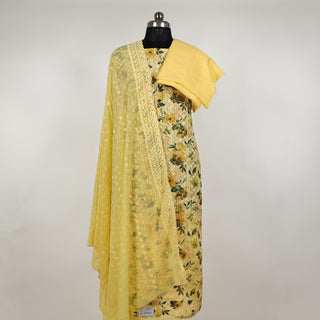 Yellow Embroidery Schiffli Georgette Party Wear Suit