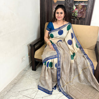 Handblock Maheshwari Silk Saree with Unstitched Blouse Piece (Lining Included)