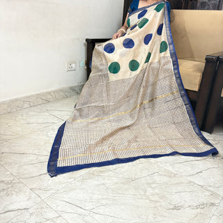 Handblock Maheshwari Silk Saree with Unstitched Blouse Piece (Lining Included)