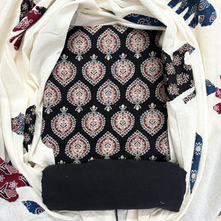 Ajrakh handblock Print Cotton Office Wear Suit fabric with Cotton Dupatta