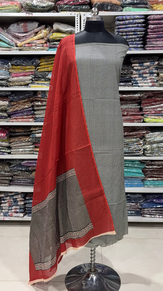 Handblock Cotton Suit Material with Cotton Dupatta