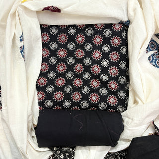 Ajrakh handblock Print Cotton Office Wear Suit fabric with Cotton Dupatta