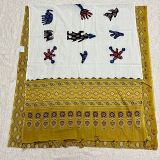 Ajrakh Handblock Cotton Suit Material with Cotton Dupatta