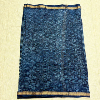 Handblock Maheshwari Silk Saree with Unstitched Blouse Piece (Lining Included)