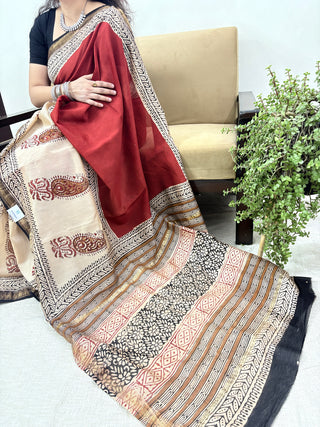Maheshwari Silk Saree with Unstitched Blouse Piece (Lining Included)