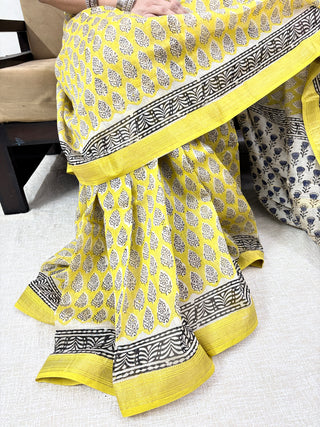 Handblock Maheshwari Silk Saree with Unstitched Blouse Piece (Lining Included)