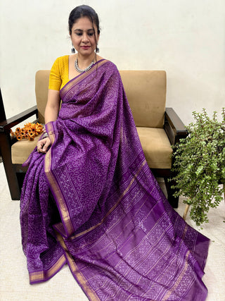 Handblock Maheshwari Silk Saree with Unstitched Blouse Piece (Lining Included)