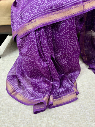 Handblock Maheshwari Silk Saree with Unstitched Blouse Piece (Lining Included)