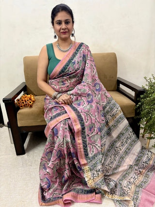 Maheshwari Silk Saree with Unstitched Blouse Piece (Lining Included)