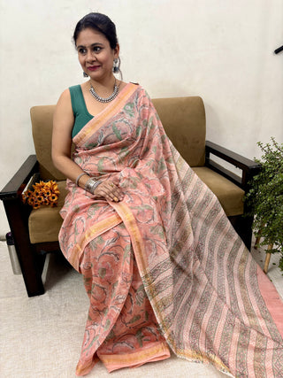 Maheshwari Silk Saree with Unstitched Blouse Piece (Lining Included)