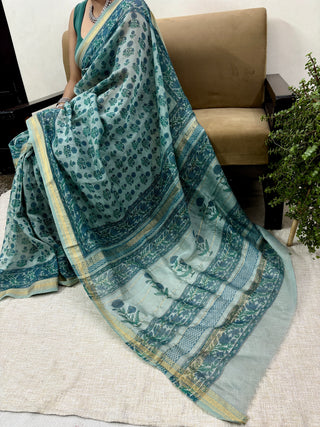 Handblock Maheshwari Silk Saree with Unstitched Blouse Piece (Lining Included)