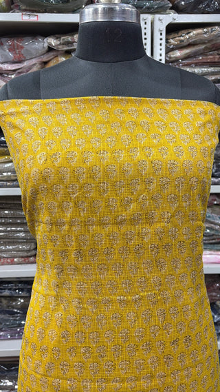 Hand block kota doria suit set for office wear (with Lining included)