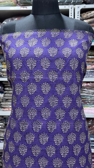 Hand block kota doria suit set for office wear (with Lining included)