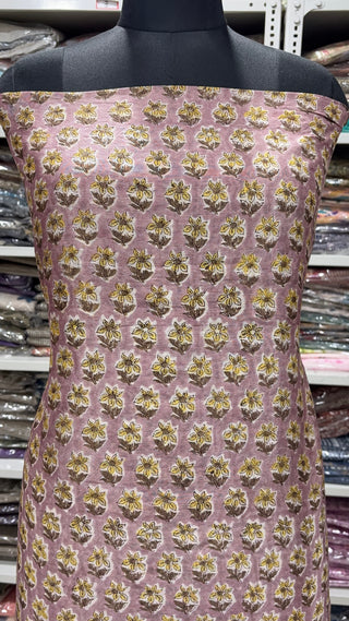 Handblock Chanderi Suit Material with Chanderi Dupatta(Lining Included)