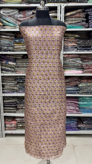 Handblock Chanderi Suit Material with Chanderi Dupatta(Lining Included)