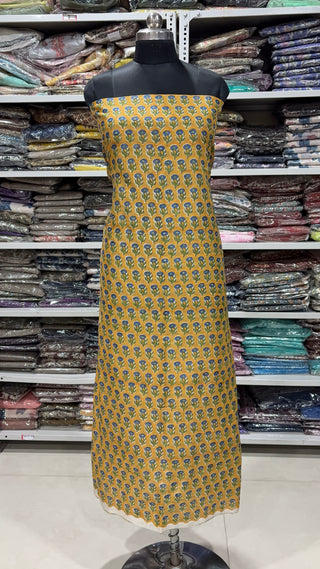 Handblock Chanderi Suit Material with Chanderi Dupatta(Lining Included)