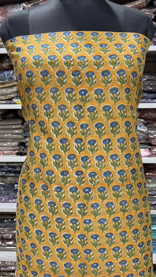 Handblock Chanderi Suit Material with Chanderi Dupatta(Lining Included)