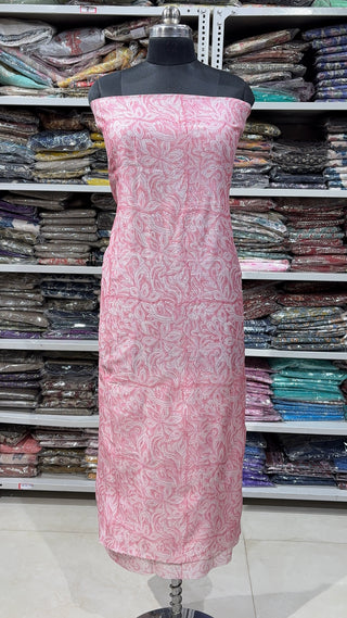 Handblock Chanderi Suit Material with Chanderi Dupatta(Lining Included)