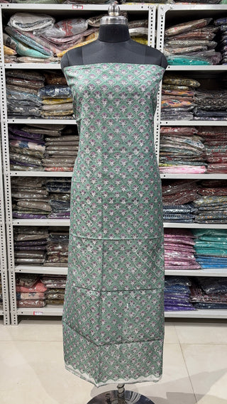 Handblock Chanderi Suit Material with Chanderi Dupatta(Lining Included)