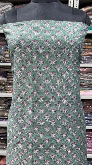 Handblock Chanderi Suit Material with Chanderi Dupatta(Lining Included)