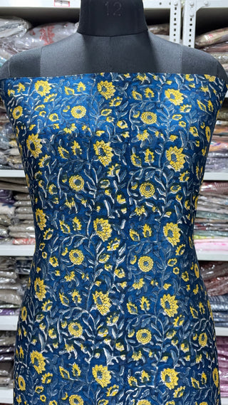 Handblock Chanderi Suit Material with Chanderi Dupatta(Lining Included)