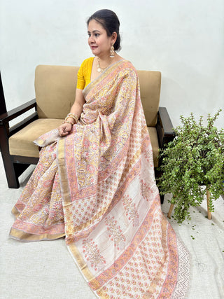 Maheshwari Silk Saree with Unstitched Blouse Piece (Lining Included)