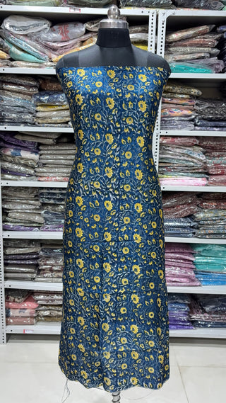 Handblock Chanderi Suit Material with Chanderi Dupatta(Lining Included)