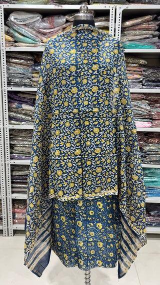 Handblock Chanderi Suit Material with Chanderi Dupatta(Lining Included)