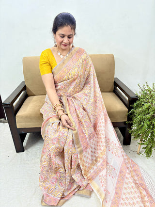 Maheshwari Silk Saree with Unstitched Blouse Piece (Lining Included)