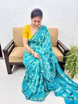 Maheshwari Silk Saree with Unstitched Blouse Piece (Lining Included)
