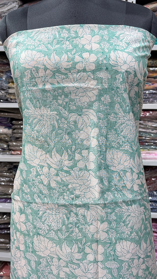 Handblock Chanderi Suit Material with Chanderi Dupatta(Lining Included)
