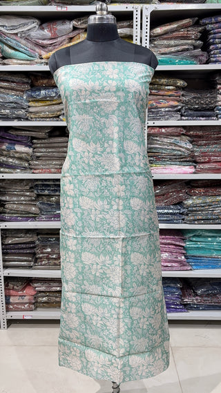 Handblock Chanderi Suit Material with Chanderi Dupatta(Lining Included)