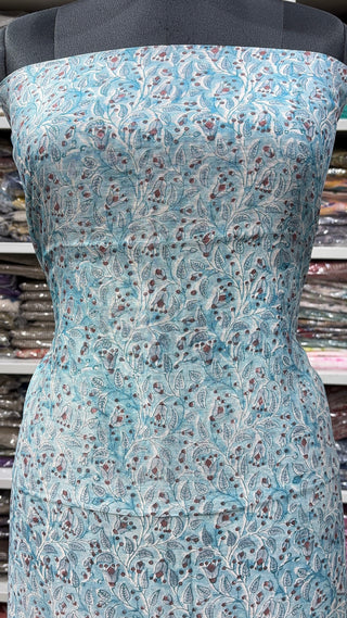 Handblock Chanderi Suit Material with Chanderi Dupatta(Lining Included)