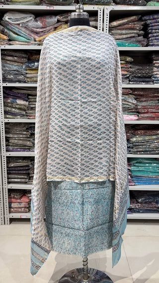 Handblock Chanderi Suit Material with Chanderi Dupatta(Lining Included)