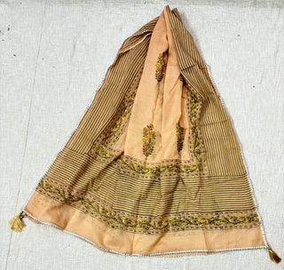 Peach color Kota Doria Dupatta with gota patti